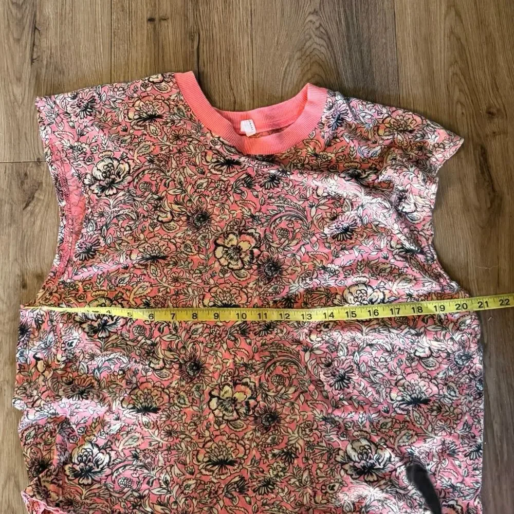 Free People FP Movement Poppy Dreams Tee | Floral Top | Coral Pink | Size S - Picture 7 of 9